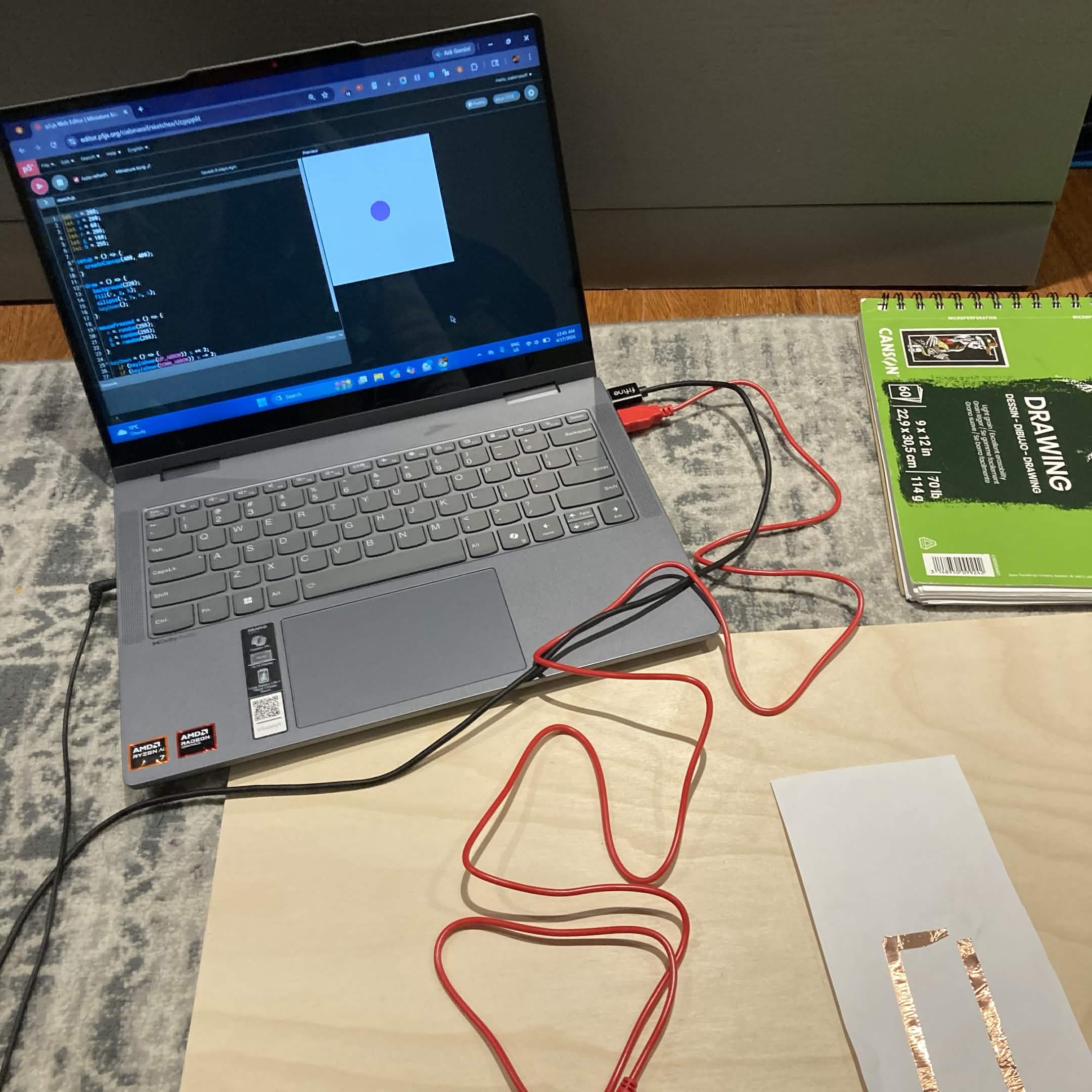 This is the simple copper circuit connected to the colour changing code.